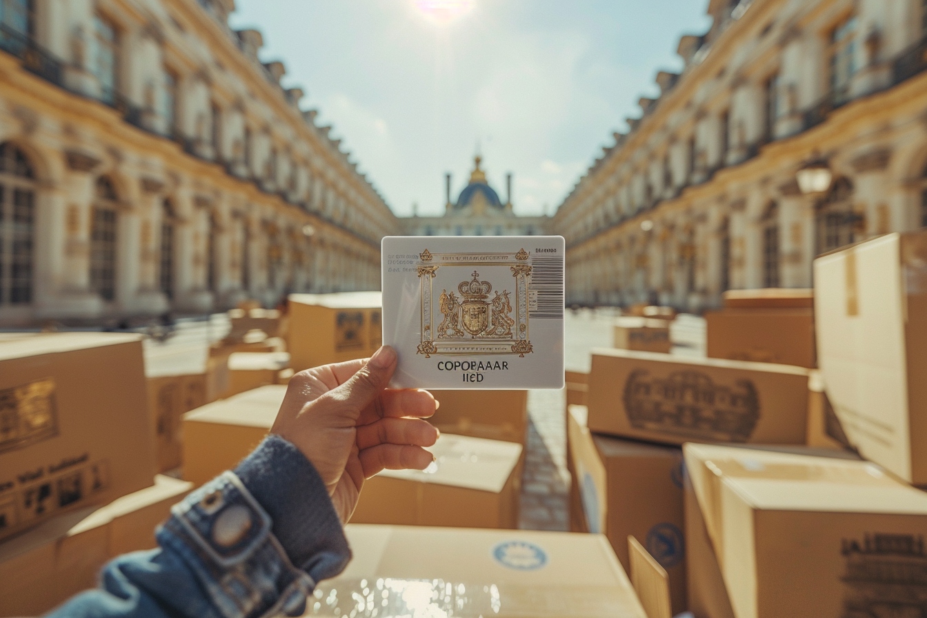 Camion de déménagement à Versailles avec carte consulaire en avant-plan facilitant la géolocalisation