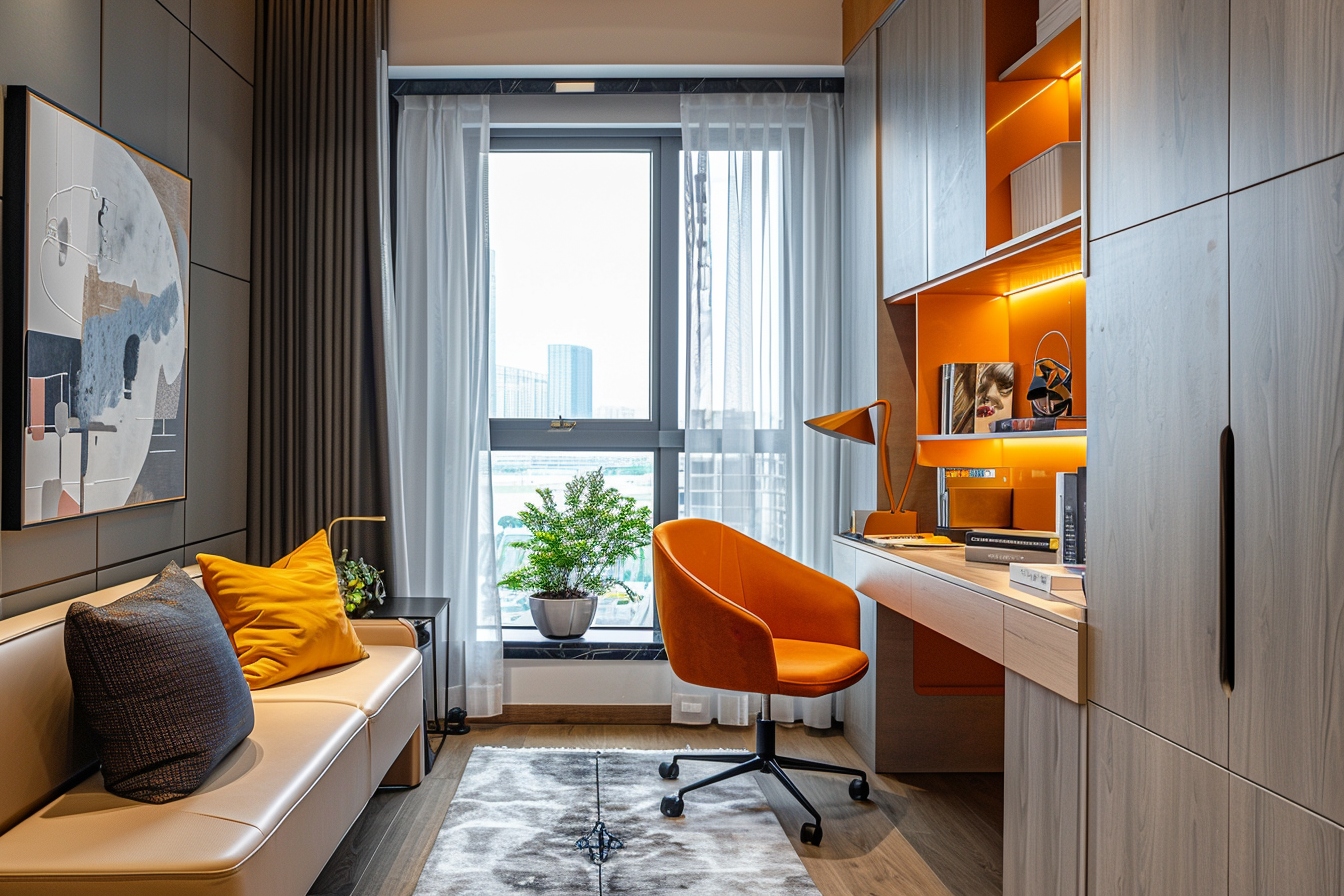 Aménagement d'un coin bureau fonctionnel et astucieux dans un petit appartement à Versailles