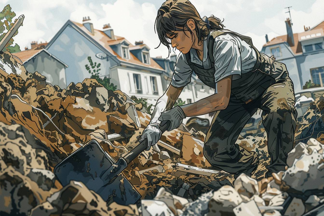 Équipe en action lors d'un débarras de gravats gratuit à Versailles, illustrant le guide pragmatique pour éliminer vos gravats efficacement.
